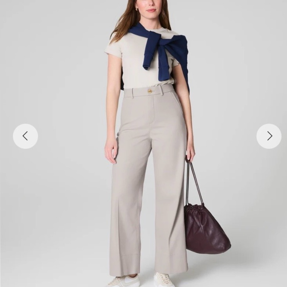 Spanx beige twill cotton cropped pants XS